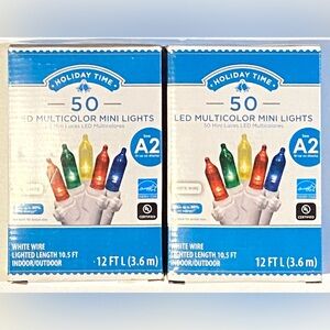 Holiday Time- 2 sets of 50ct LED Multicolor Mini Lights